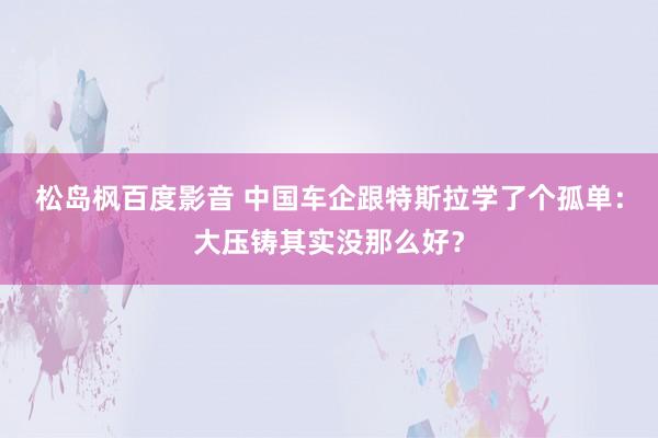 松岛枫百度影音 中国车企跟特斯拉学了个孤单：大压铸其实没那么好？