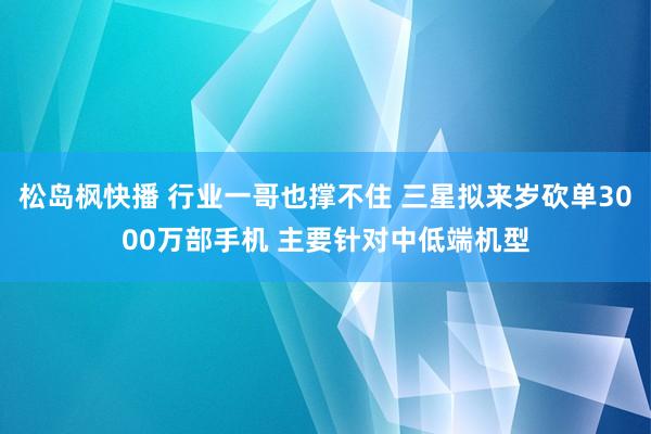 松岛枫快播 行业一哥也撑不住 三星拟来岁砍单3000万部手机 主要针对中低端机型