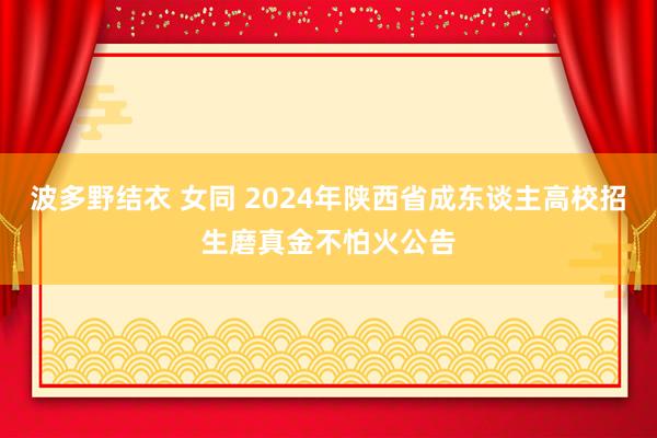 波多野结衣 女同 2024年陕西省成东谈主高校招生磨真金不怕火公告