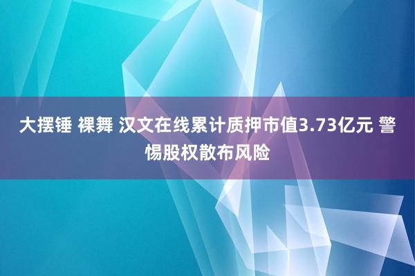 大摆锤 裸舞 汉文在线累计质押市值3.73亿元 警惕股权散布风险